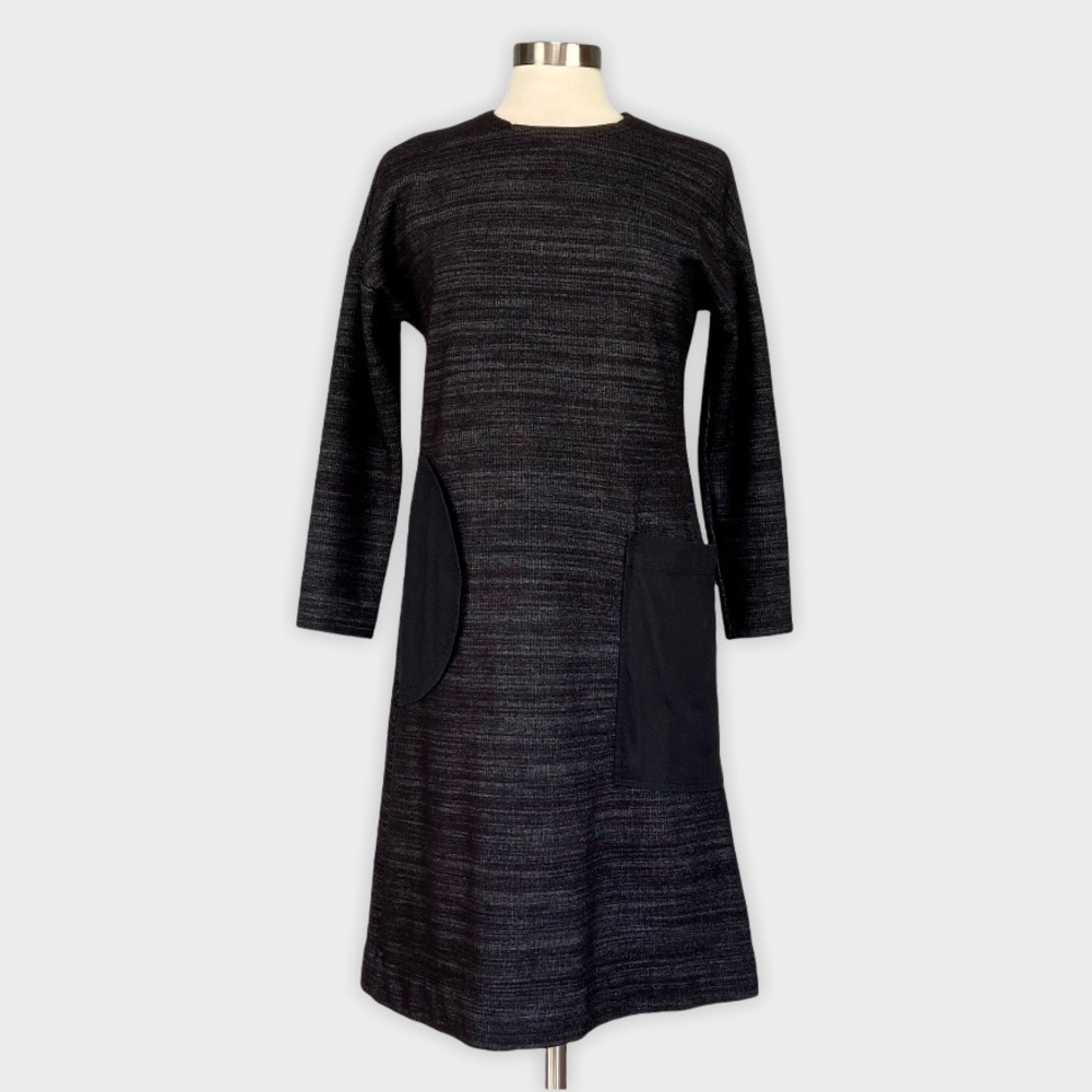 Mauve Womens Gray Sweater Dress Space Dye Marled Knit Patch Pocket size Small